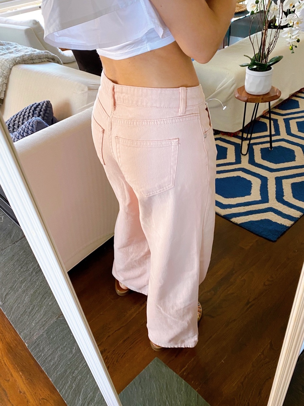 CALI 1850 Light Pink-Peach Mid Rise Wide Leg Jeans! - Picture 5 of 15